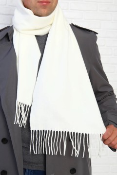 Белый мужской шарф из кошемира 43359 Натали men(фото2)